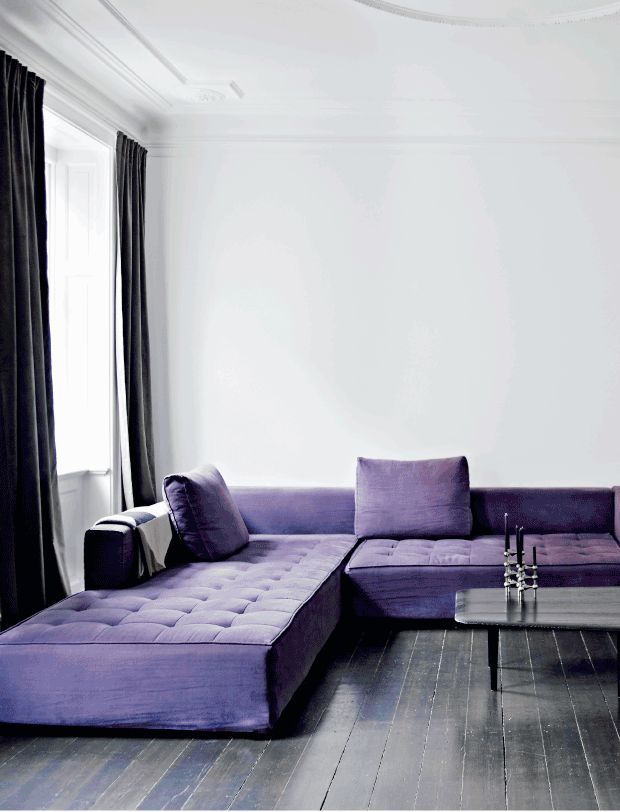 Living Room Black Floors And A Purple Sofa In Amager Via