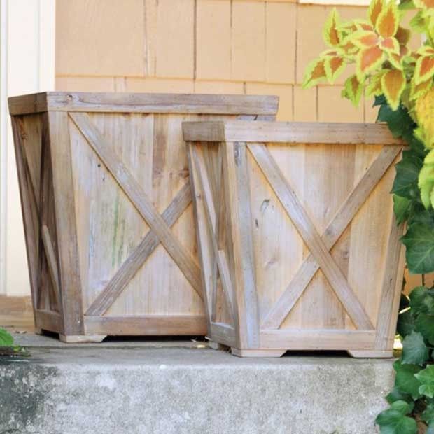 Garden Designs - Objects Ideas 2018 : Reclaimed Wood Planters, Set of 2 ...